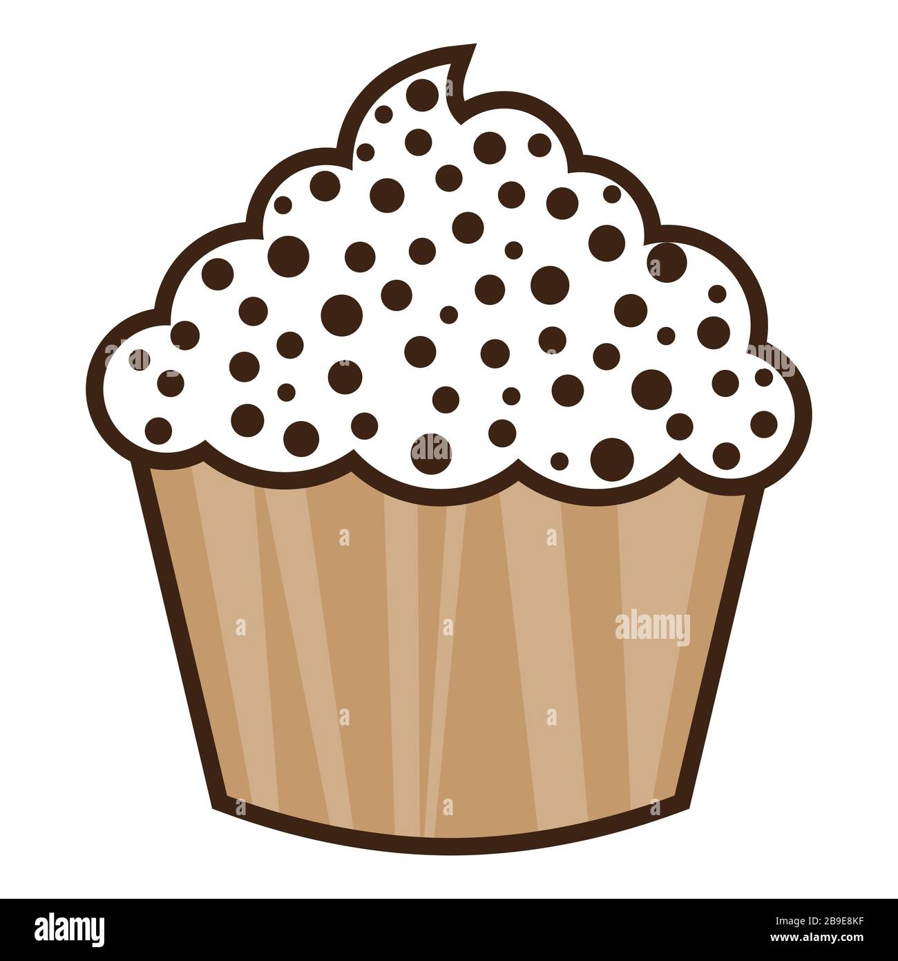 White vanilla cream cupcake isolated Stock Vector