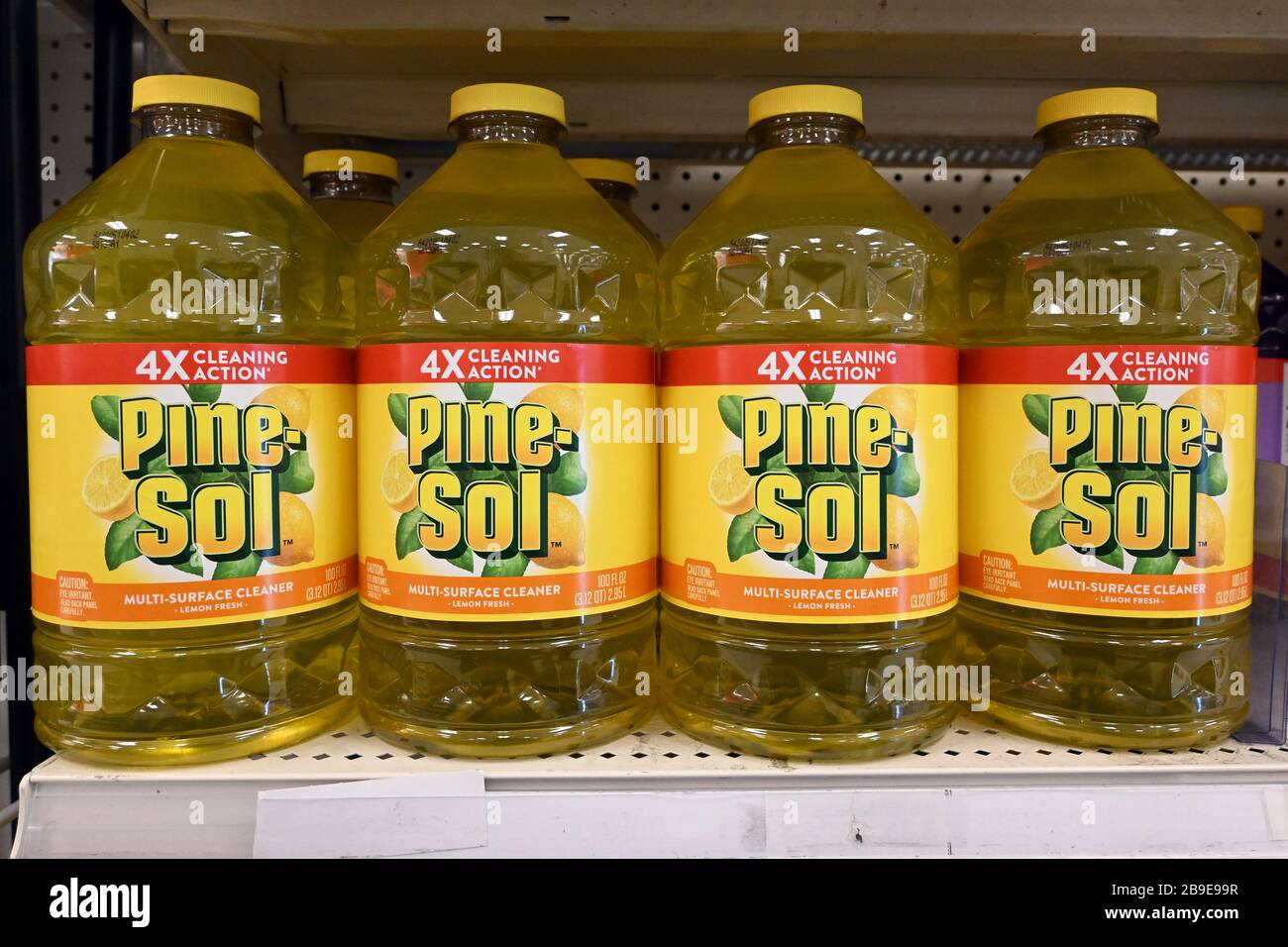 Pine Sol multi-surface lemon fresh cleaner on the shelves at Target  Department store amid the coronavirus COVID-19 global pandemic, Monday,  March 23, 2020, in Inglewood, Calif. (Photo by IOS/Espa-Images Stock Photo -