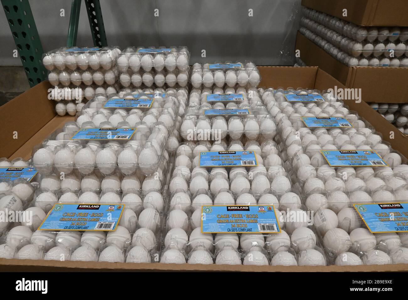 Kirkland cagefree eggs at Costco Wholesale amid the coronavirus COVID