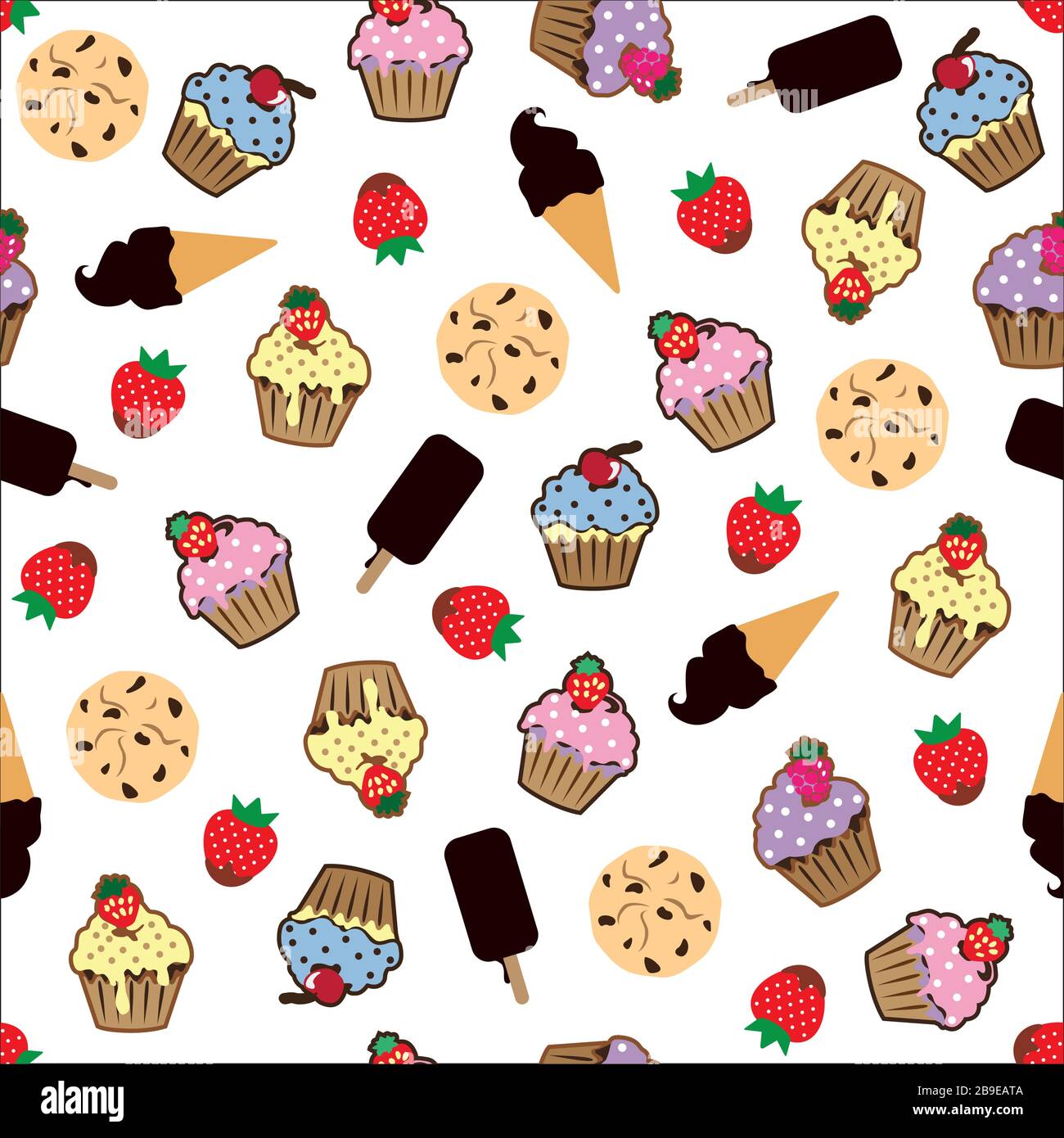Cupcake vector pattern white background Stock Vector