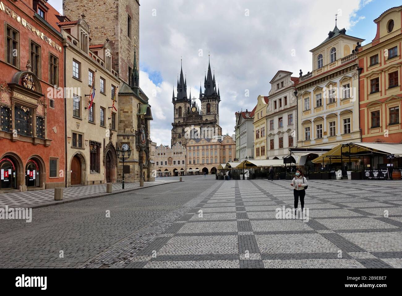 Deserted Old Town Square in Prague, Czech Republic, March 22, 2020. (CTK Photo/Marek Spilka) Stock Photo