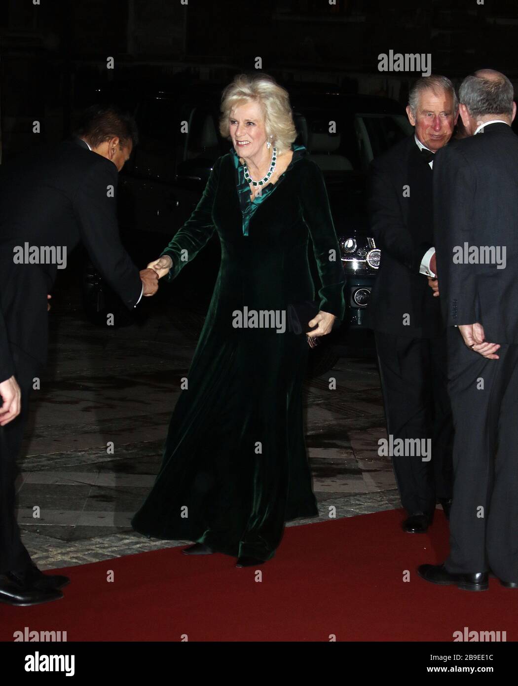 Feb 02, 2017 - London, England, UK - The British Asian Trust reception and dinner, Guildhall - Red Carpet Arrivals Photo Shows: Camilla, Duchess Of Co Stock Photo