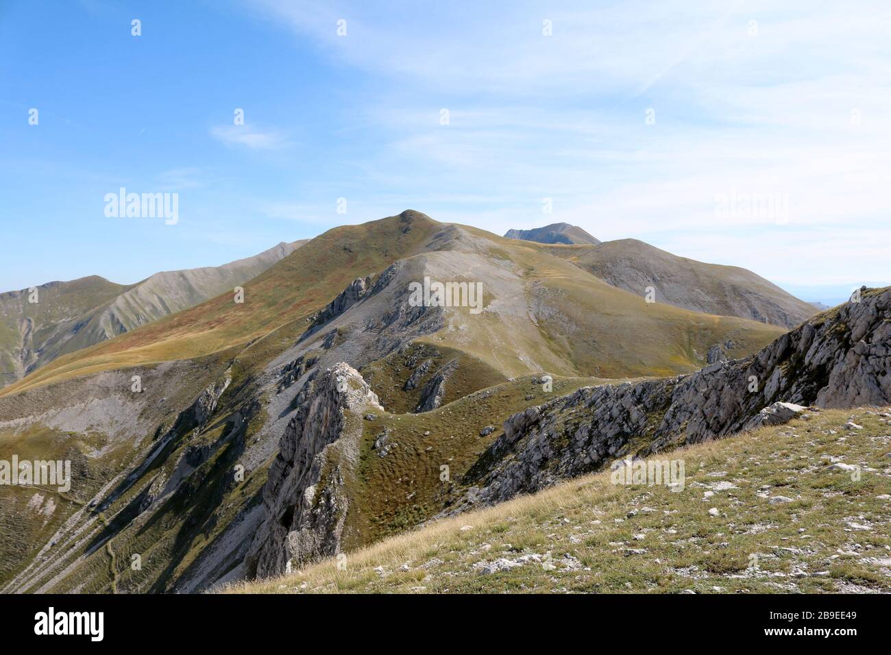 Trekking in Sibillini mountains Stock Photo