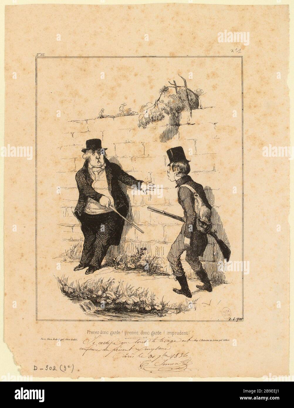 Take care! So beware! unwise! / # 12 (registered as) |. Hunting 1836 (title of the whole) Stock Photo