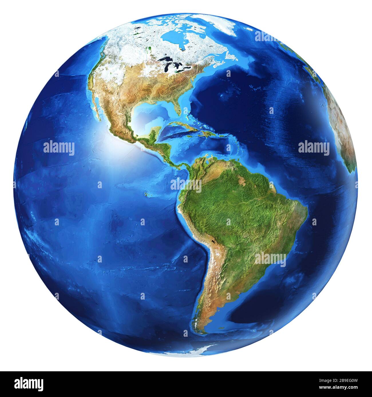 3D illustration of planet Earth, centered on North and South America. Stock Photo