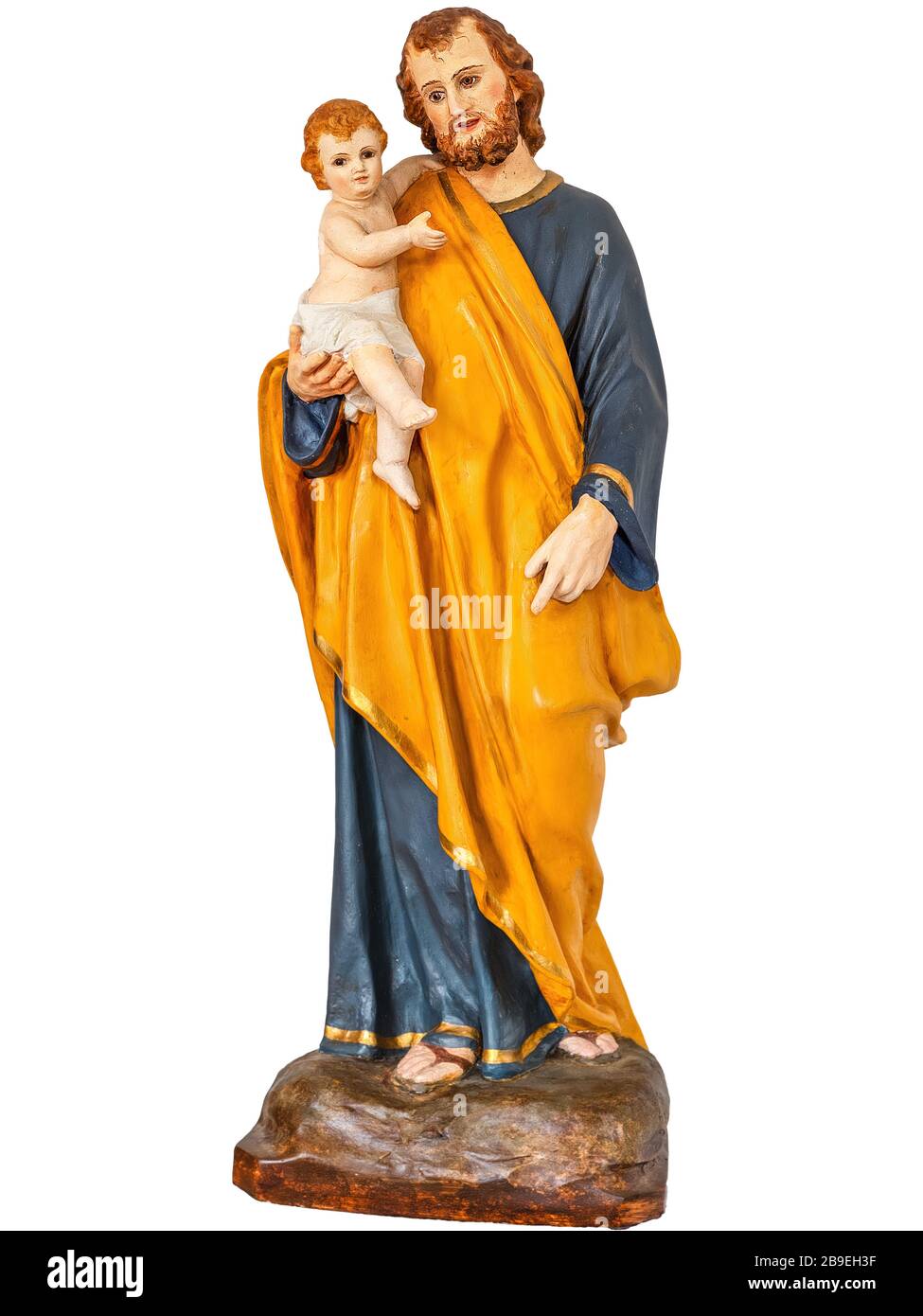 Saint Joseph holding Baby Jesus on white background Stock Photo - Alamy
