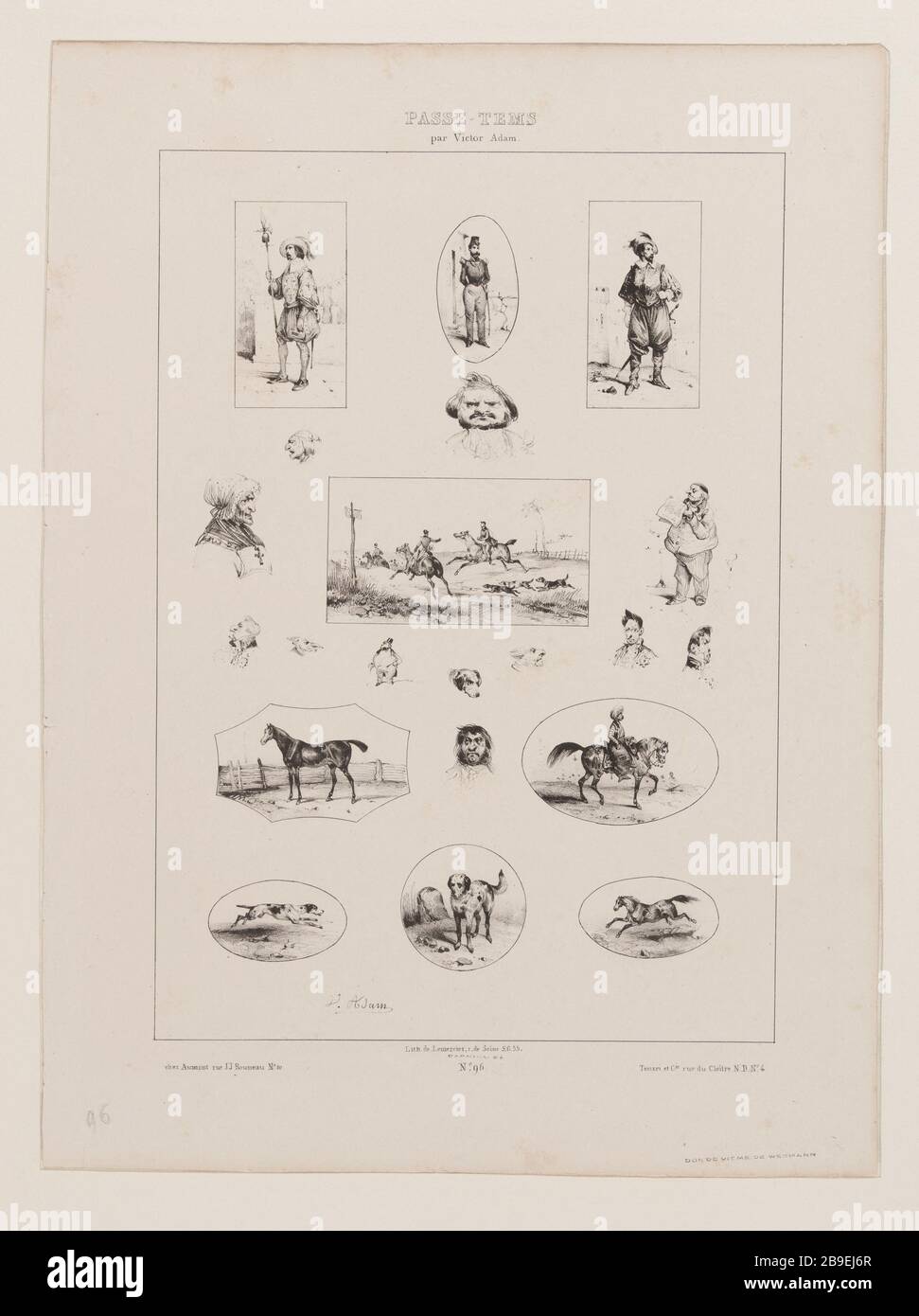 Album Hobbies (pl.96) Jean-Victor Adam, dit Victor Adam (1801-1866), peintre et lithographe français. Album 'Passe-Temps' (pl.96). Lithographie, XIXème siècle. Paris, musée Carnavalet. Stock Photo