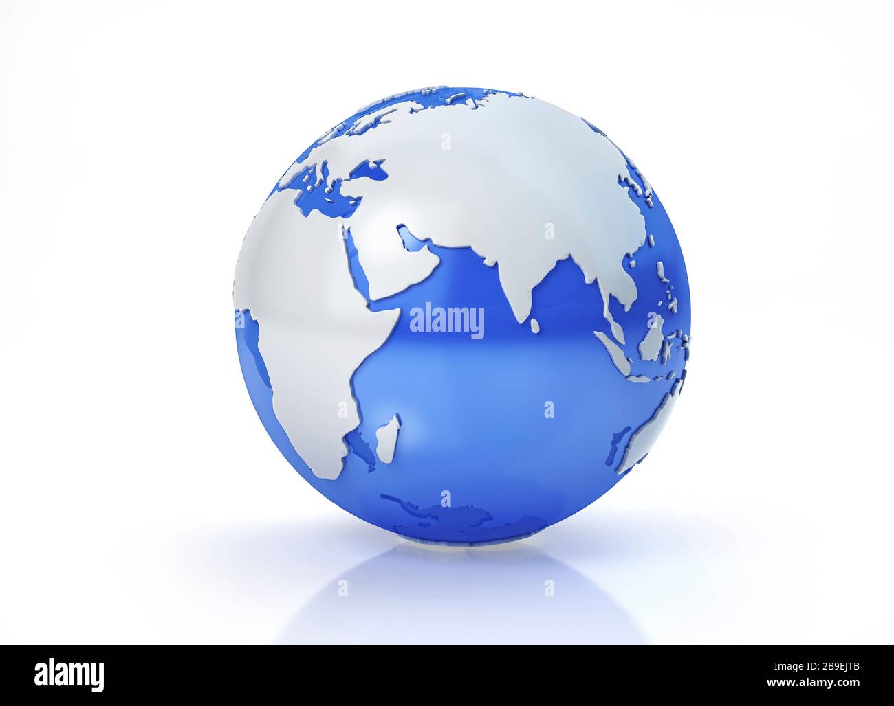 Stylized Earth globe, Asia view with grey continents. Stock Photo