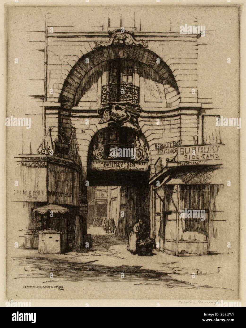 The gate of the court of the Dragon / Paris (as listed) | Views of Paris (dummy title) Stock Photo