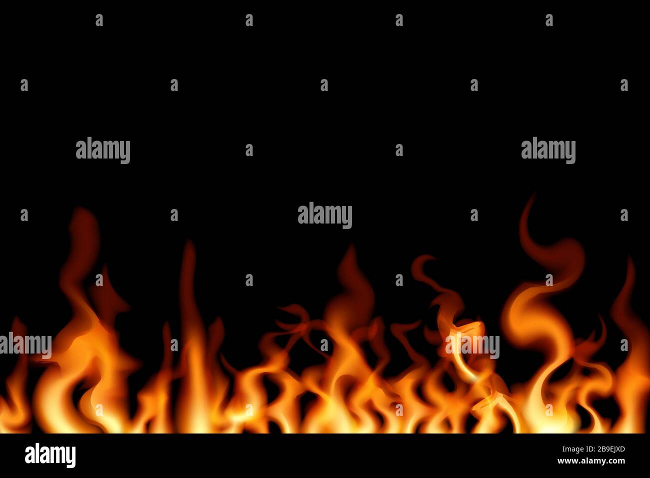 illustration of Realistic Burning Fire Flame on black background