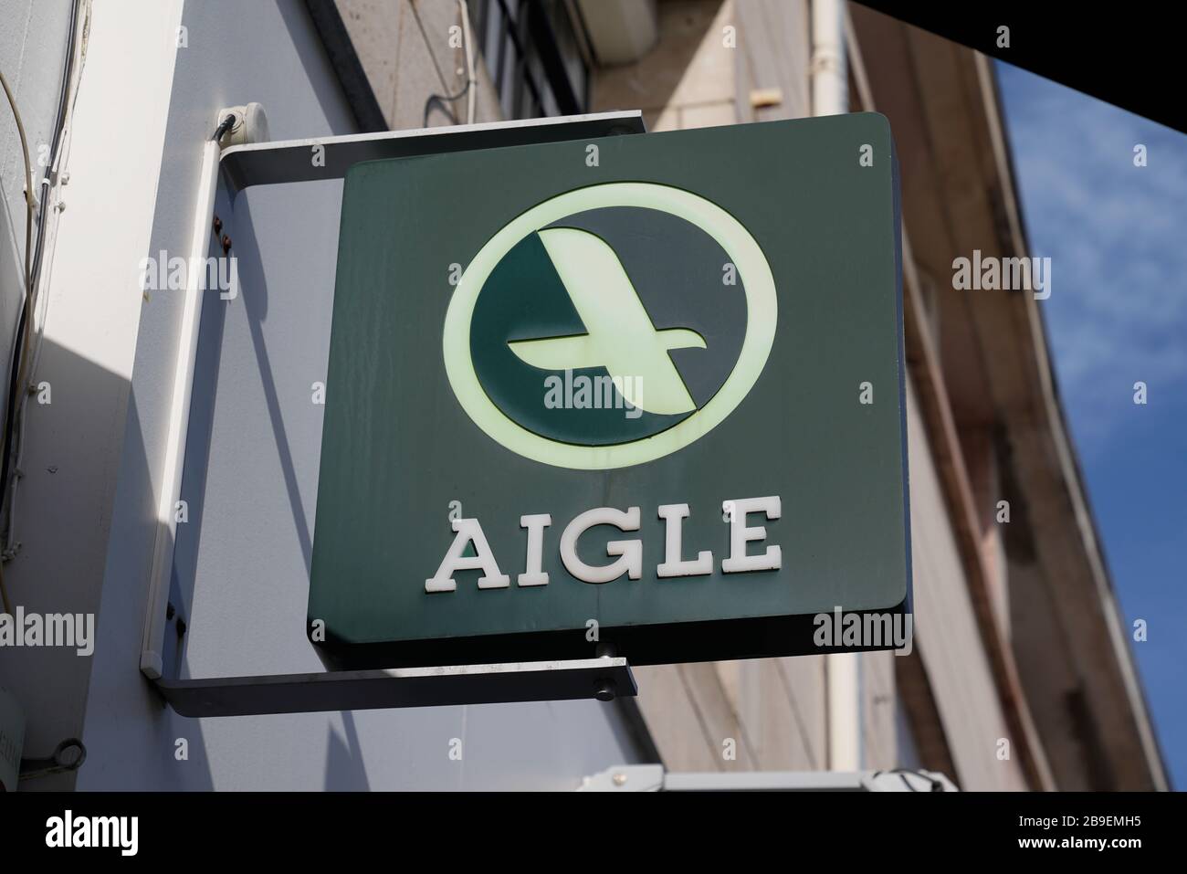 Bordeaux , Aquitaine / France - 02 15 2020 : aigle sign store logo BOOTS SHOES AND CLOTHING logo shop signage Stock Photo