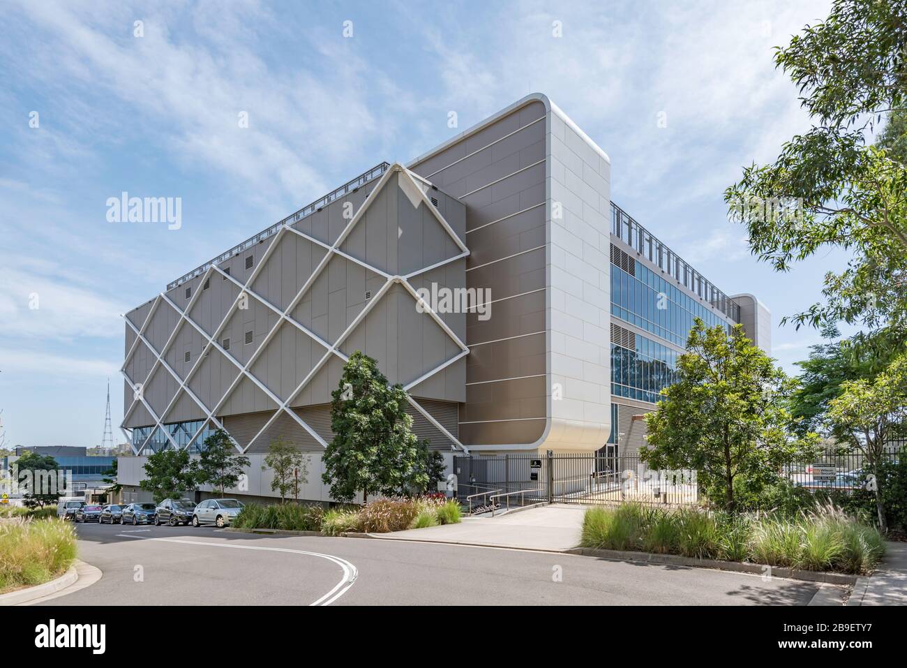 The production facility building for Australia's Foxtel Sports broadcast in the Sydney suburb of Artarmon, New South Wales, Australia Stock Photo