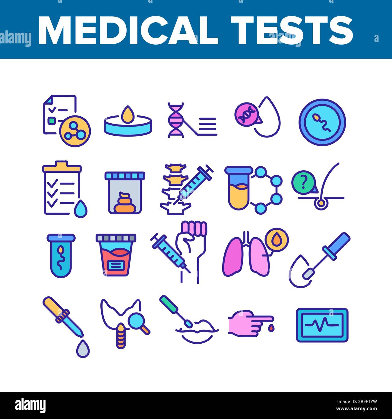 Medical Test Analysis Collection Icons Set Vector Stock Vector Image ...