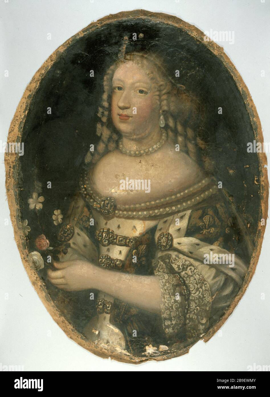 MARIE-THERESE OF AUSTRIA Marie-Thérèse d'Autriche (1638-1683), reine de France : dessus de porte flanquant l'alcôve de la chambre provenant eu 38 rue des Bernardins. Paris, musée Carnavalet. Stock Photo