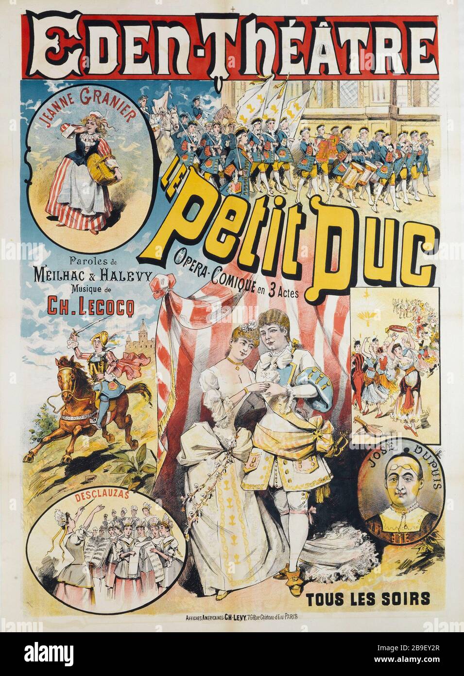 EDEN-THEATER, THE LITTLE DUKE Charles Lévy. Eden-Théâtre. 'Le Petit Duc'. Affiche. Lithographie couleur, vers 1888. Paris, musée Carnavalet. Stock Photo