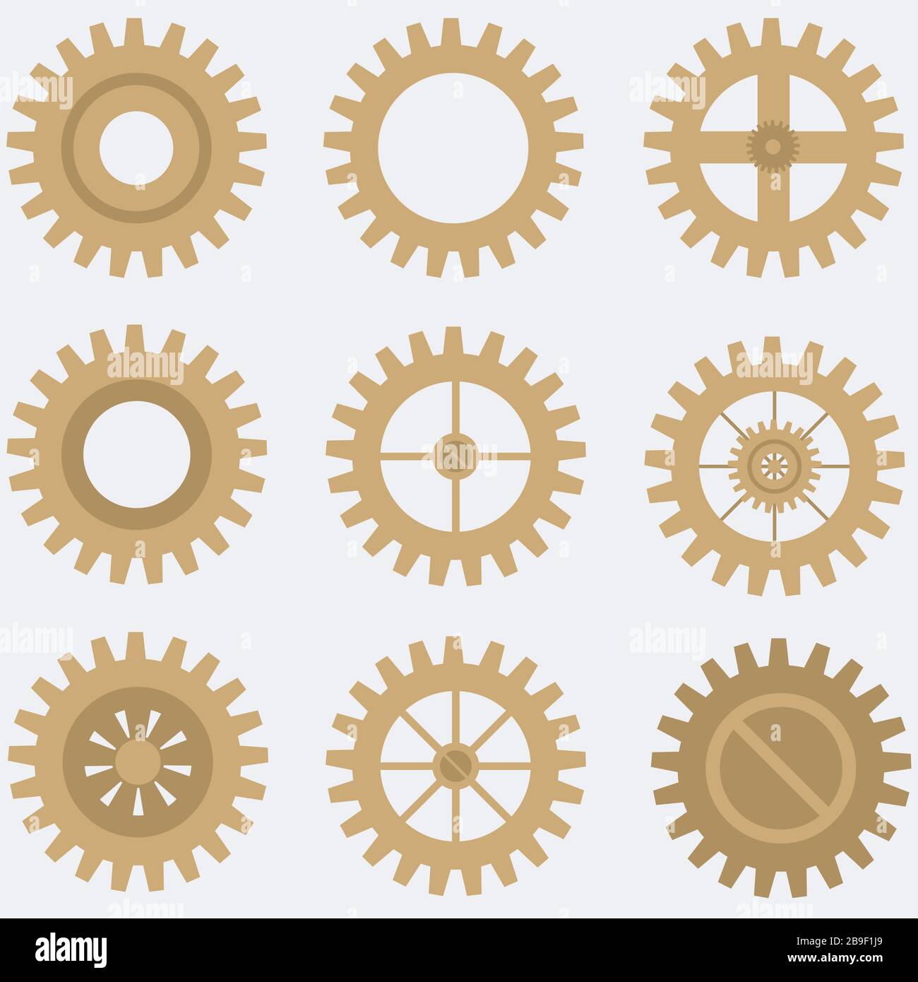 Gears mechanisms in the steampunk style. Set vector illustration. Stock Vector
