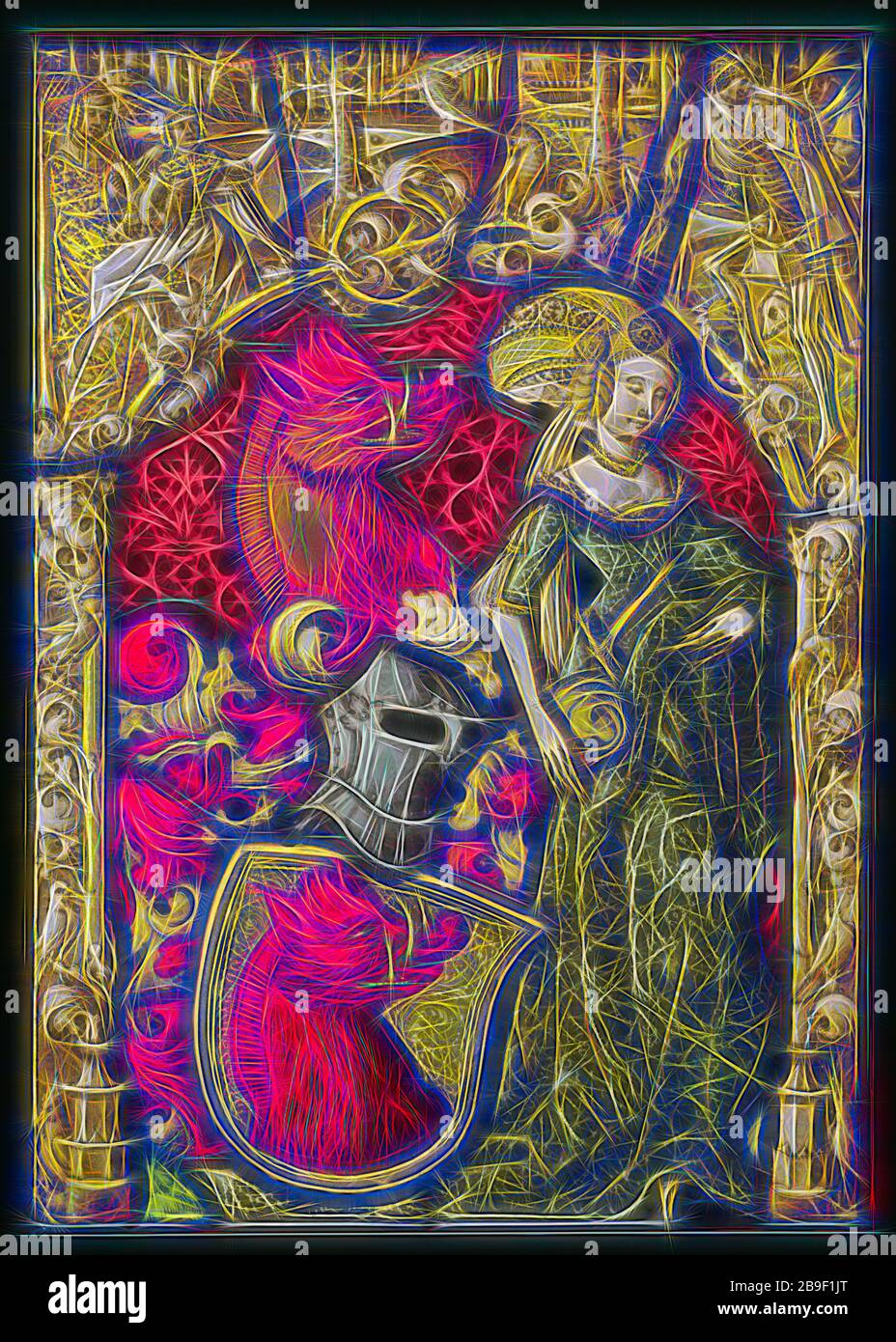 Heraldic Panel with the Arms of the Eberler Family, Swiss, Basel (?),  Switzerland, about 1490, Pot-metal, flashed, and colorless glass, vitreous  paint, and silver stain, lead came, 44 x 31 x 1