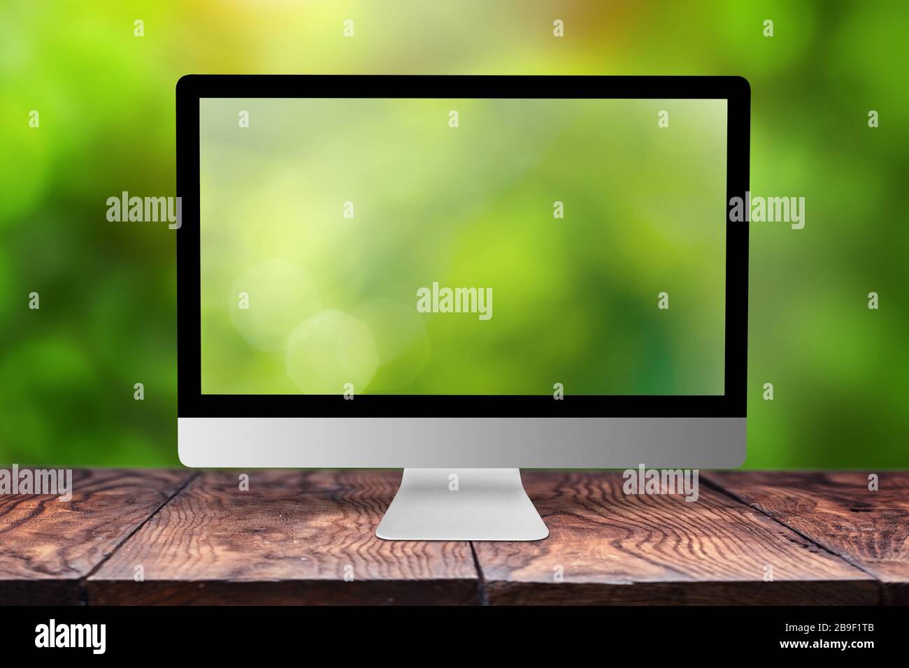 Monitor with blurred screen and background Stock Photo Alamy