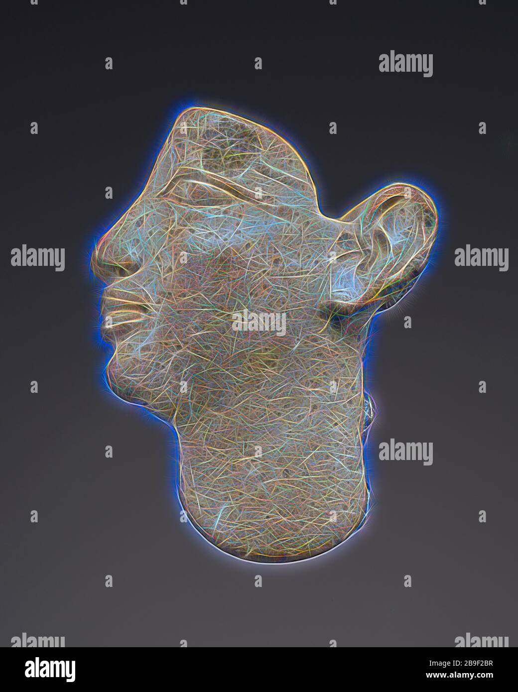 Head Inlay, Egypt, 1540 - 1075 B.C, Glass, 2.6 cm (1 in Stock Photo