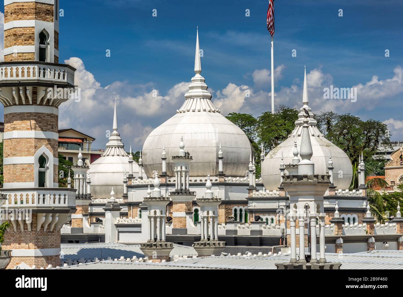 Masjid Jamek Mosque. Located in the heart of Kuala Lumpur at the confluence of the Klang and Gombak River. Kuala Lumpur, Malaysia. Stock Photo