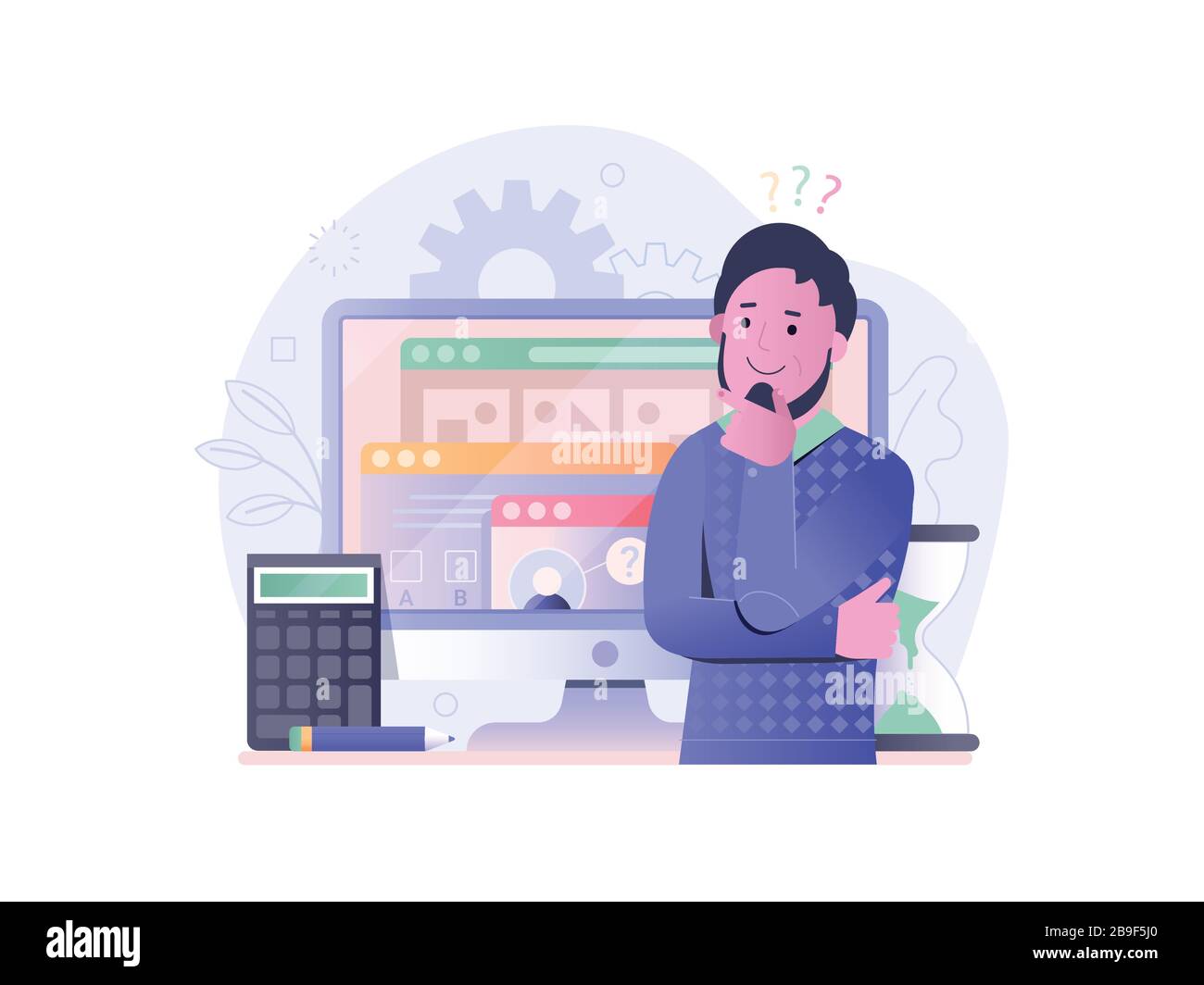 Personal Ability Test Concept with Young Employee Stock Vector