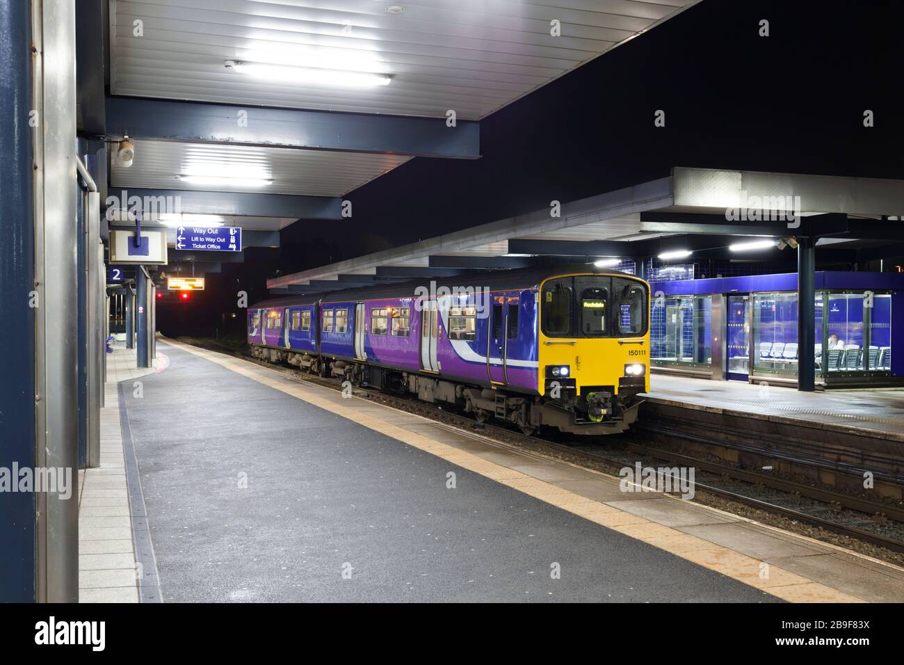 Northern rail class 150 sprinter train 150111 at Blackburn railway station Stock Photo
