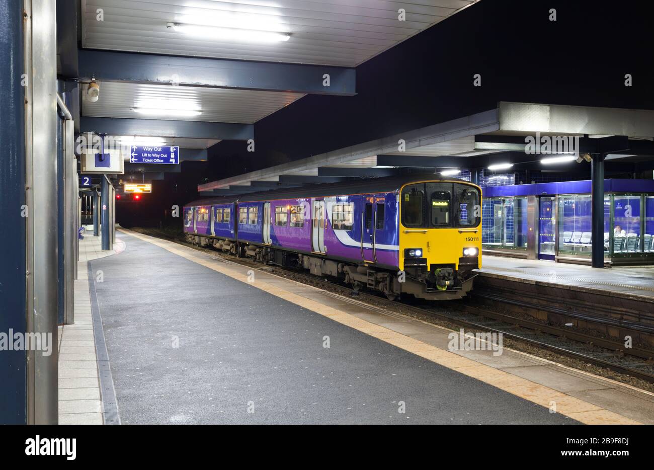 Northern rail class 150 sprinter train 150111 at Blackburn railway station Stock Photo
