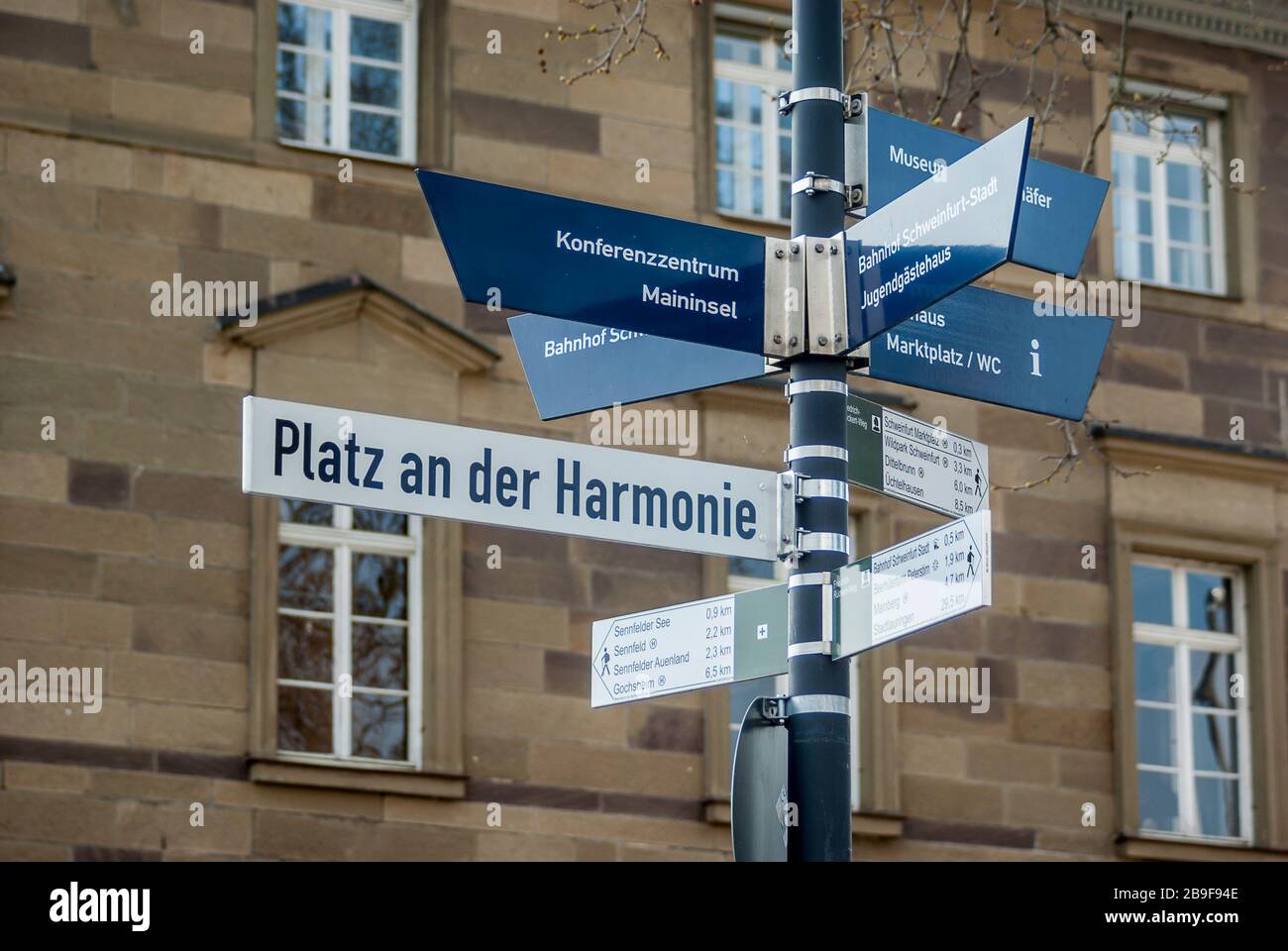 Signposting place at Harmonie, guidepost for tourism and visitors Stock Photo