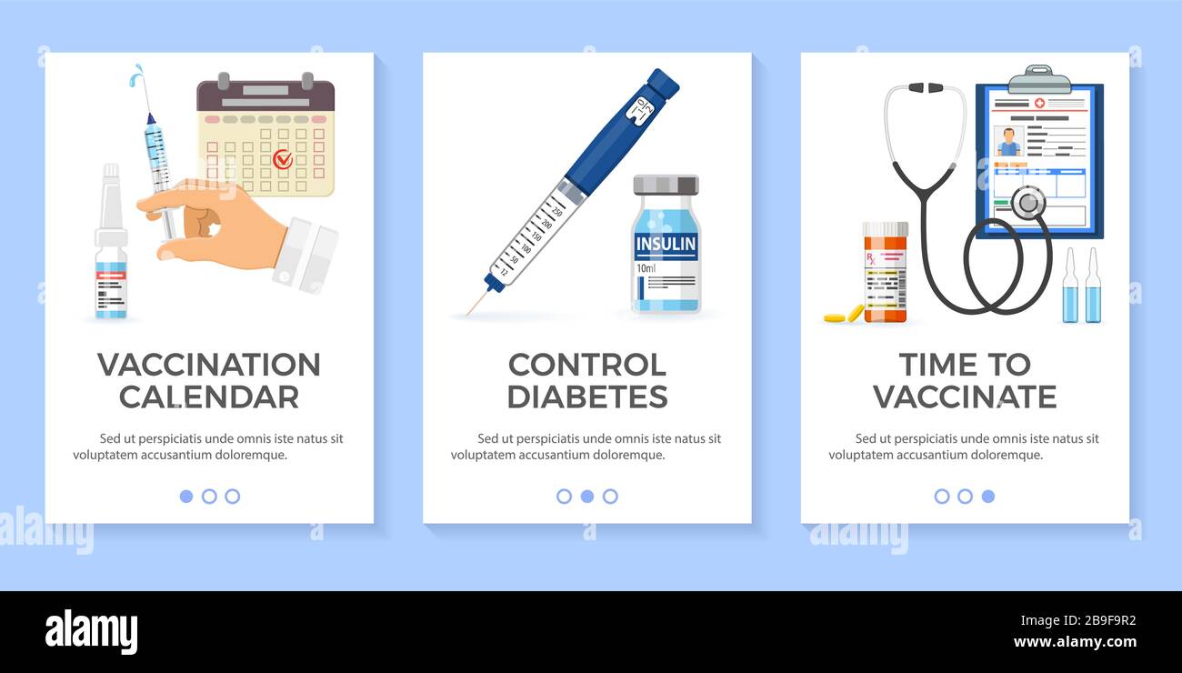 Vaccination Diabetes Banners Stock Vector