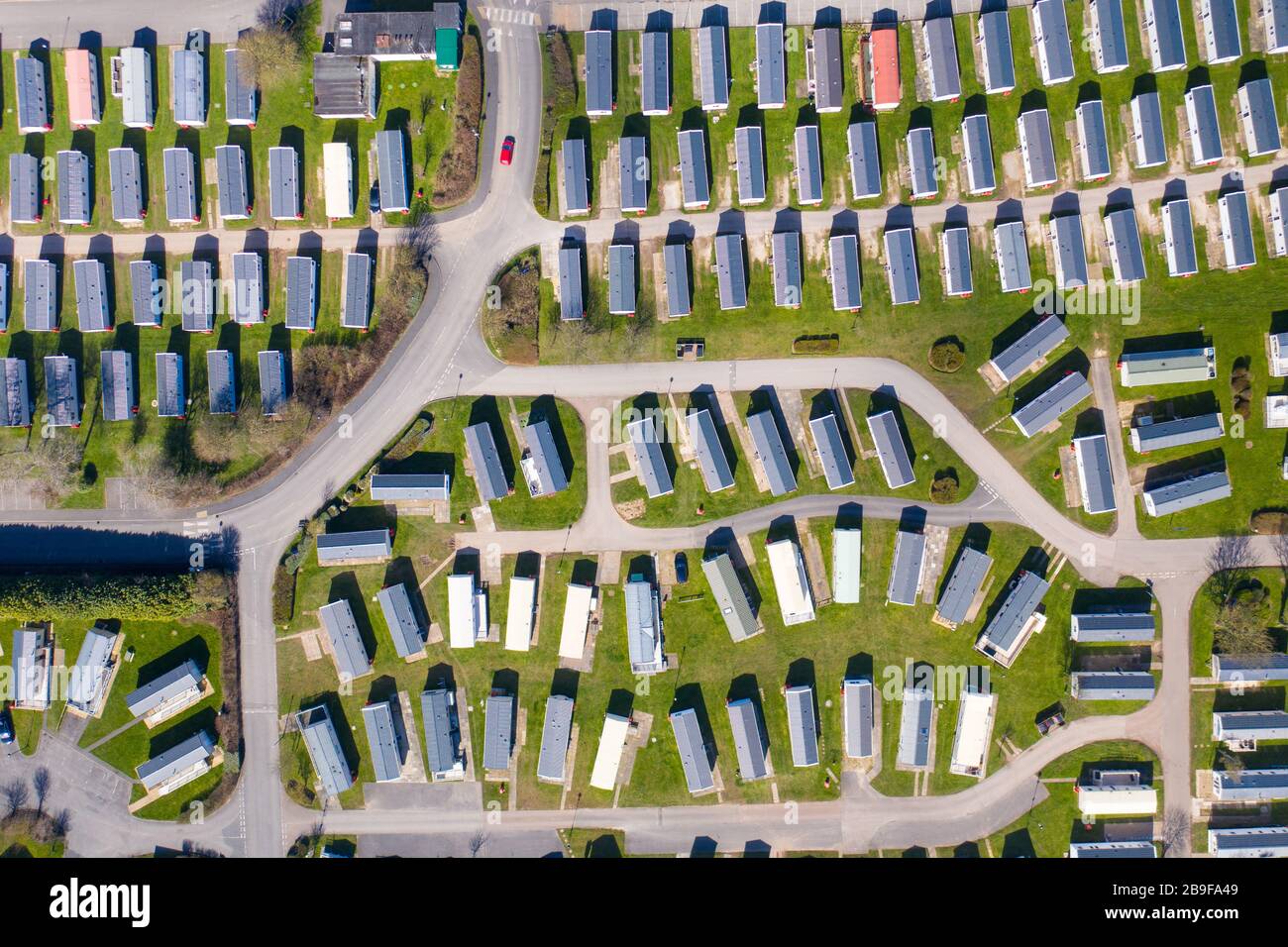 Aerial photo of a large caravan park known as Primrose Valley located in  the coastal town of Filey in East Yorkshire in the UK Stock Photo - Alamy