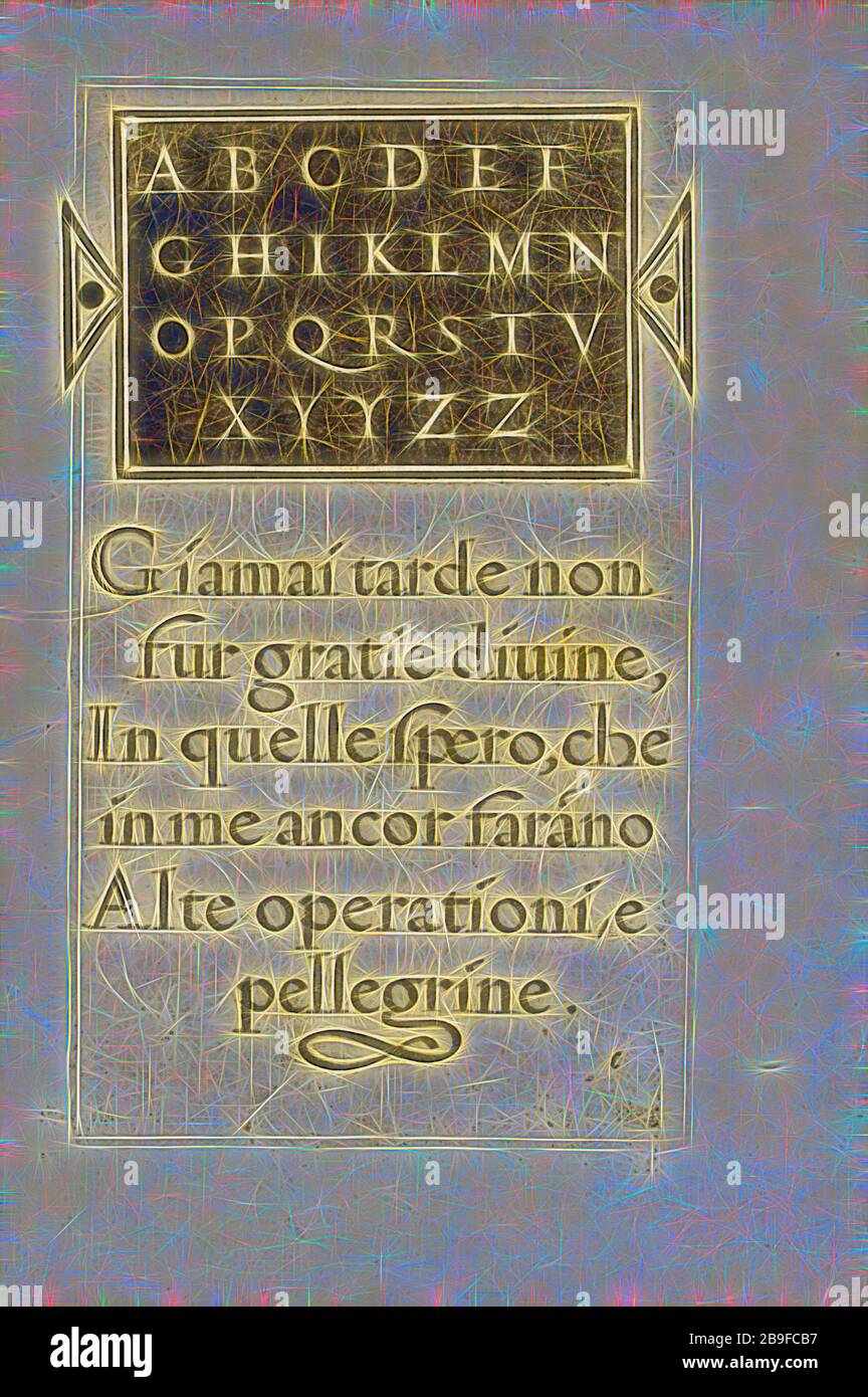 La operina di Ludouico Vicentino, da imparare di scriuere littera cancellarescha. Arrighi, Ludovico degli, Woodblock, 1522-1523, Reimagined by Gibon, design of warm cheerful glowing of brightness and light rays radiance. Classic art reinvented with a modern twist. Photography inspired by futurism, embracing dynamic energy of modern technology, movement, speed and revolutionize culture. Stock Photo