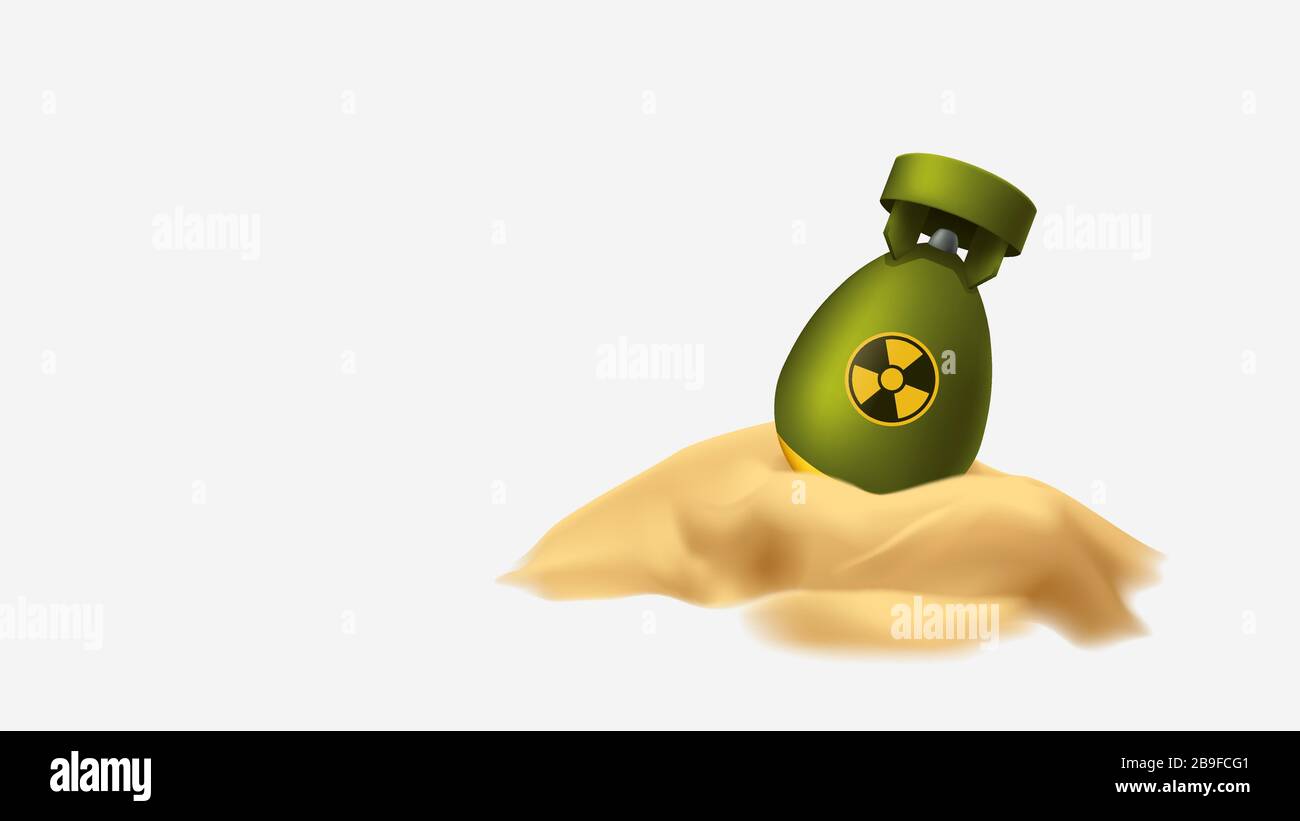 nuclear bomb in sand hill Stock Vector