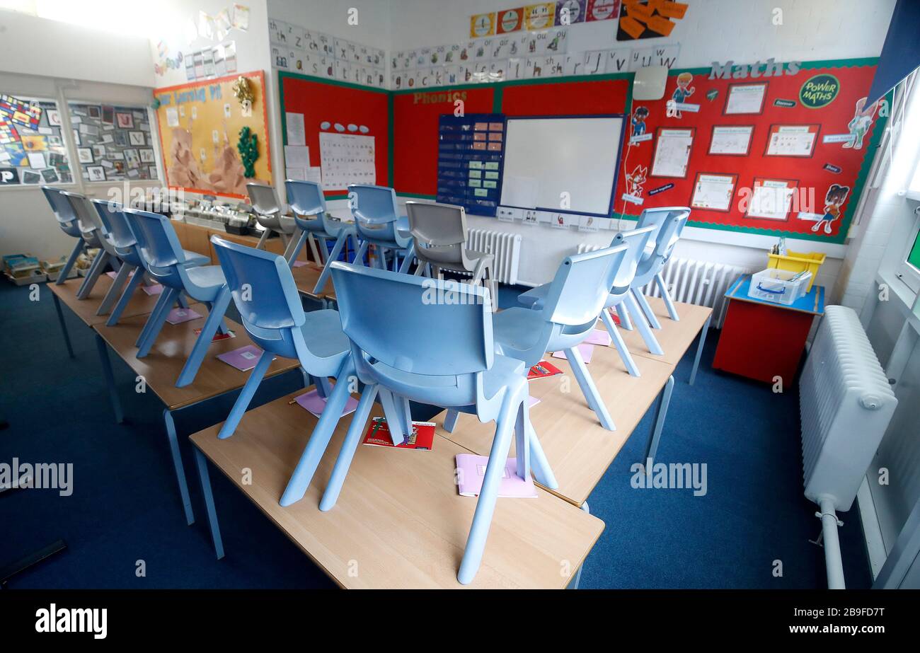 An empty classroom at manor park school nursery in knutsford hires