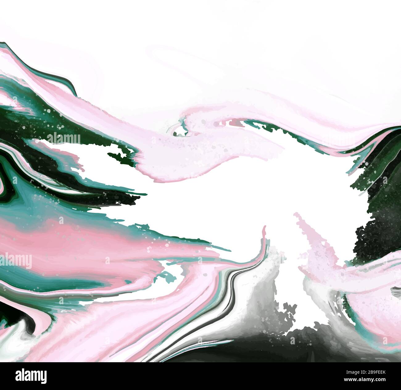 Abstract illustration fluid art design background pink dark green color ...