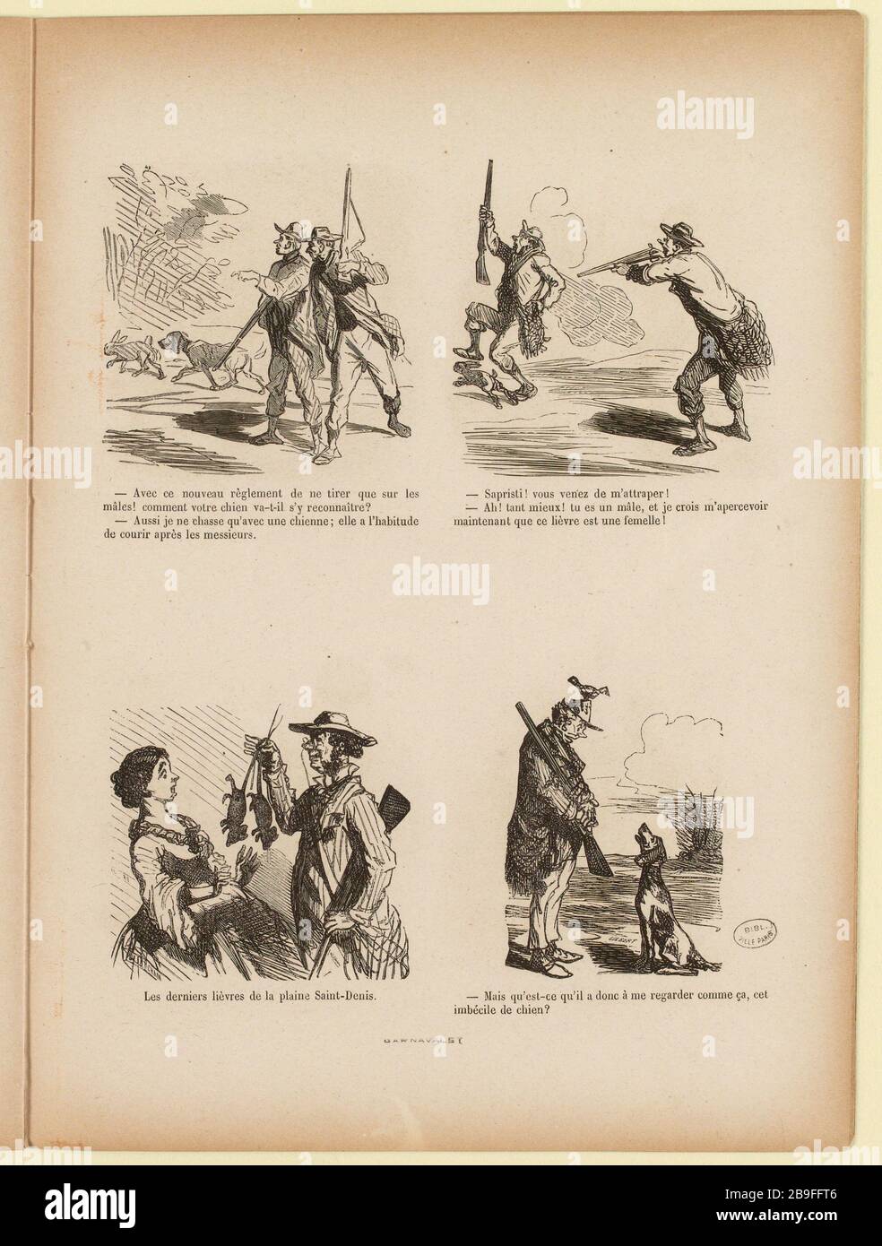 - With this new regulation [...]. / - Damn! you just catch me! [...]. / The last hares [...]. / - But what has he got to look at me like that [...] (registered title) | Pretty hunters (as a whole). Stock Photo