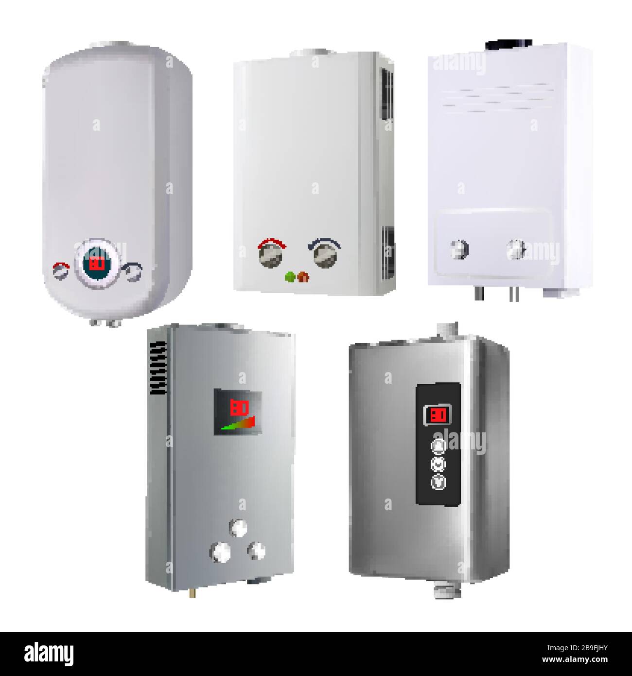 Water Heater House System Collection Set Vector Stock Vector Image