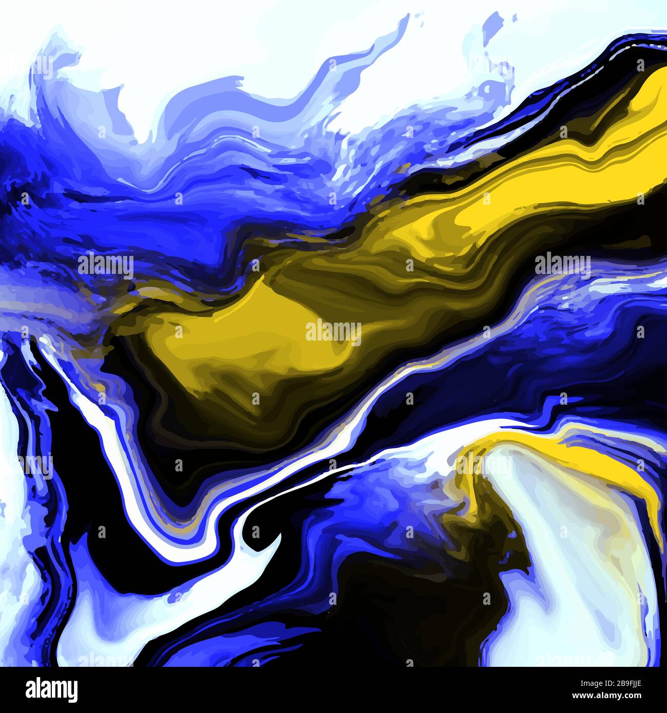 Abstract illustration fluid art design background blue black yellow