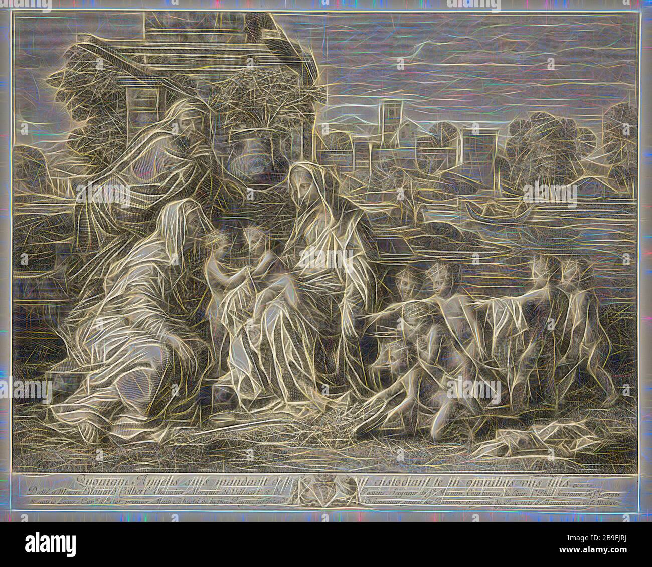 Holy Family Eleven Figures Print After Paintings By Nicolas Poussin Baudet Etienne 1638 1711 Poussin Nicolas 1594 1665 After 1694 Reimagined By Gibon Design Of Warm Cheerful Glowing Of Brightness And Light Rays Radiance