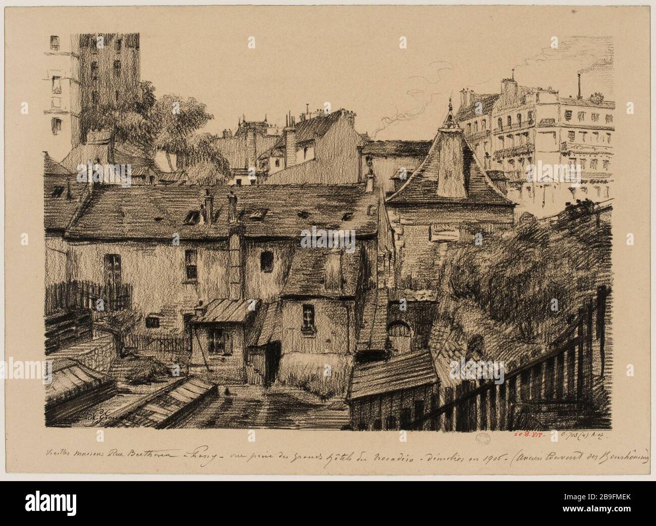 Old houses, Beethoven Street in passy, in 1906 (former Convent of the