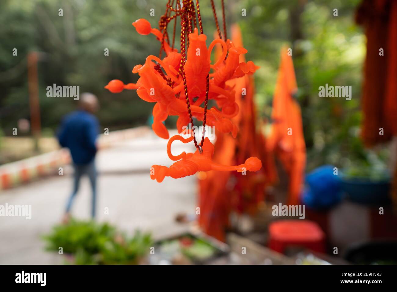 Sri Anjaneya Swamy toys in a shop for sale Stock Photo