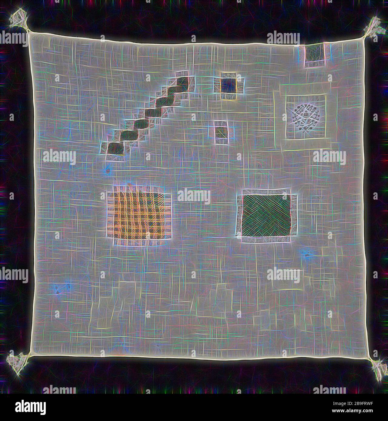 Darning Sampler Worked In Colored Silk And White Linen On Fine