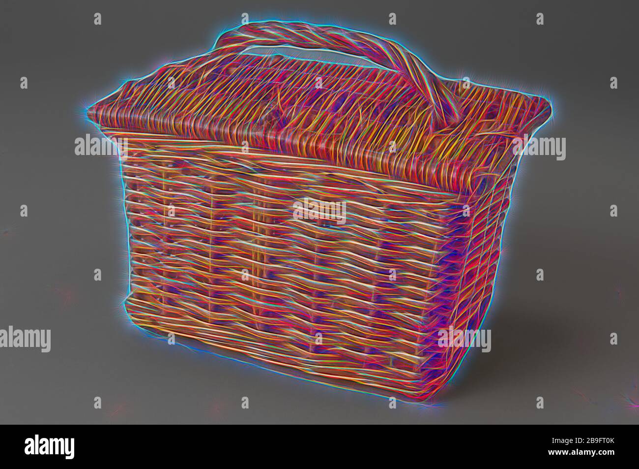 Oblong rectangular miniature laundry basket with handle on lid