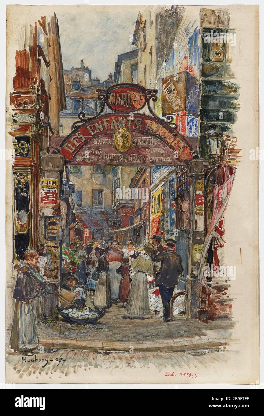 Enter the Marché des Enfants Rouges, 39, rue de Bretagne, in the 3rd arrondissement 1907. (dummy Title) Stock Photo