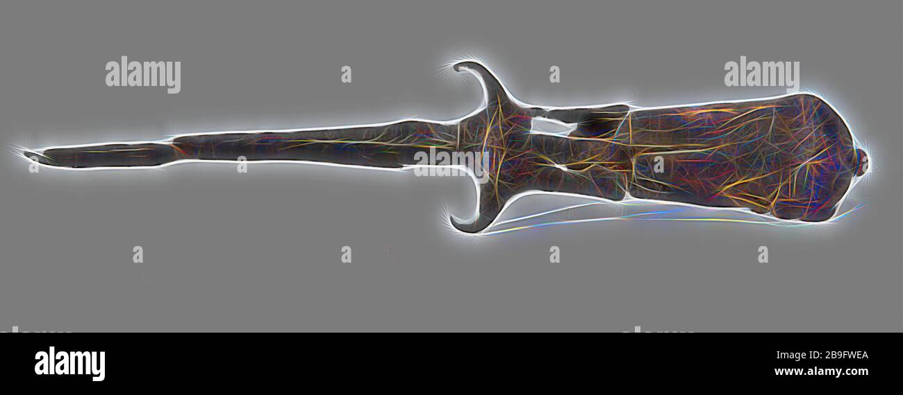 Dagger, dagger knife stab weapon arm foundations wood iron metal, forged  Knife with angular and cut in planes towards the knob fluttering the baffle  is rudimentary and curly. The blade is bent