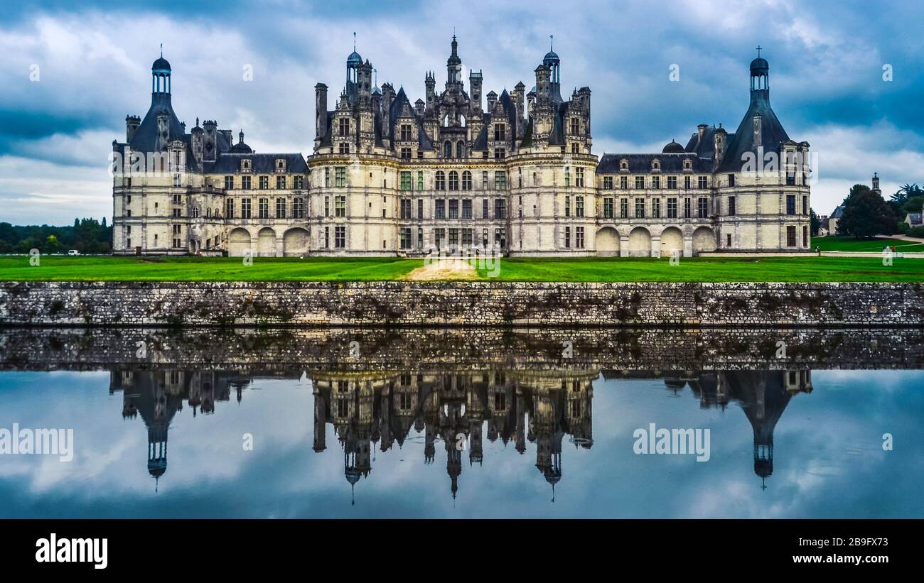 Chateau de Chambord built between 1519-1547, located in the Loire valley region of France. Stock Photo