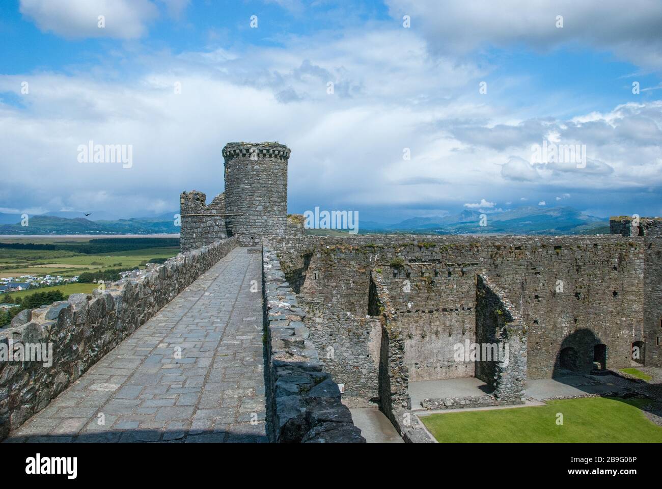 Breathtaking views of Harlech Castle in North Wales Stock Photo