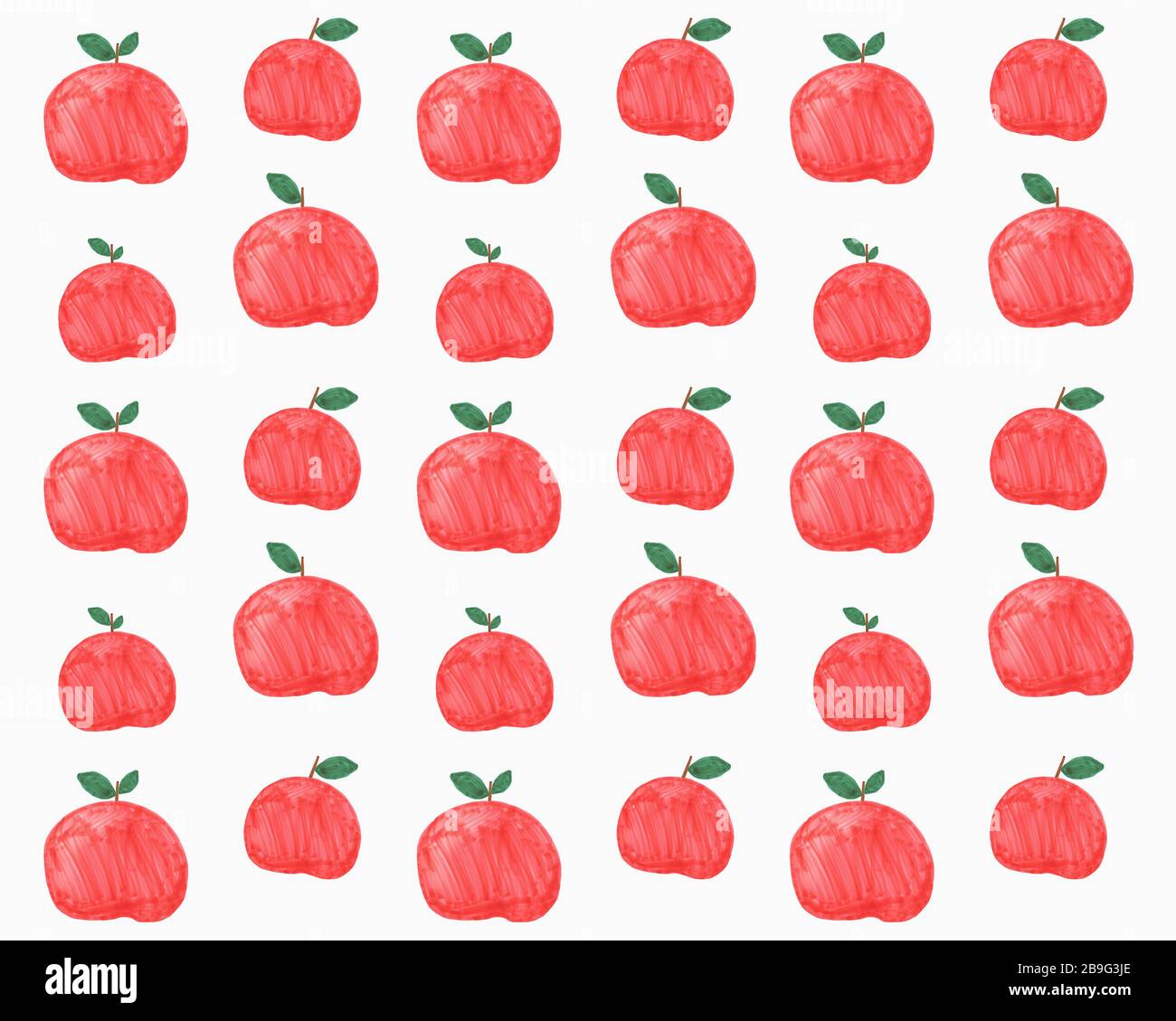 Illustration of red apples on white background Stock Photo