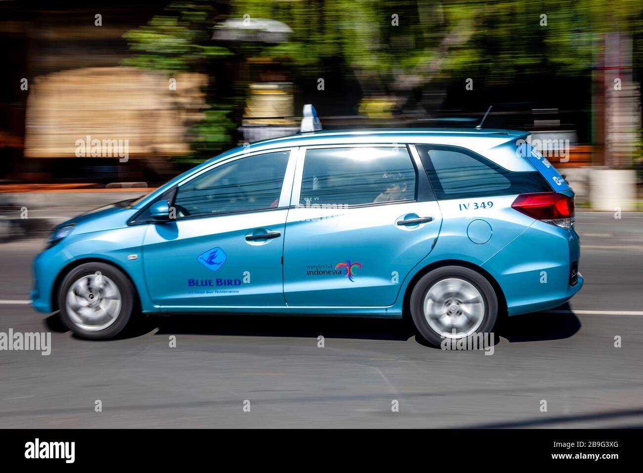 A Blue Bird Taxi, Sanur, Bali, Indonesia. Stock Photo