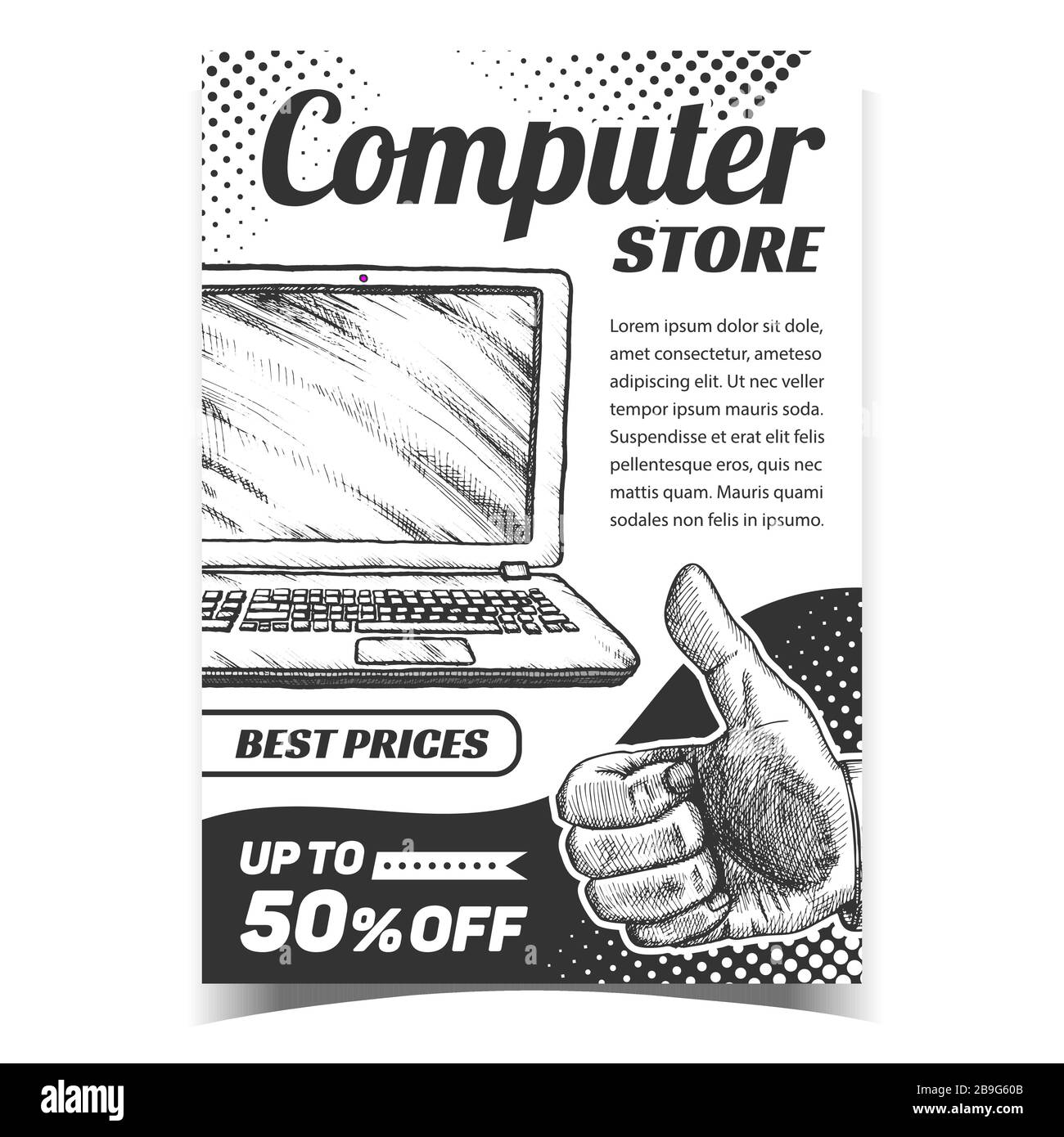 Computer Store Creative Advertising Banner Vector Stock Vector Image ...