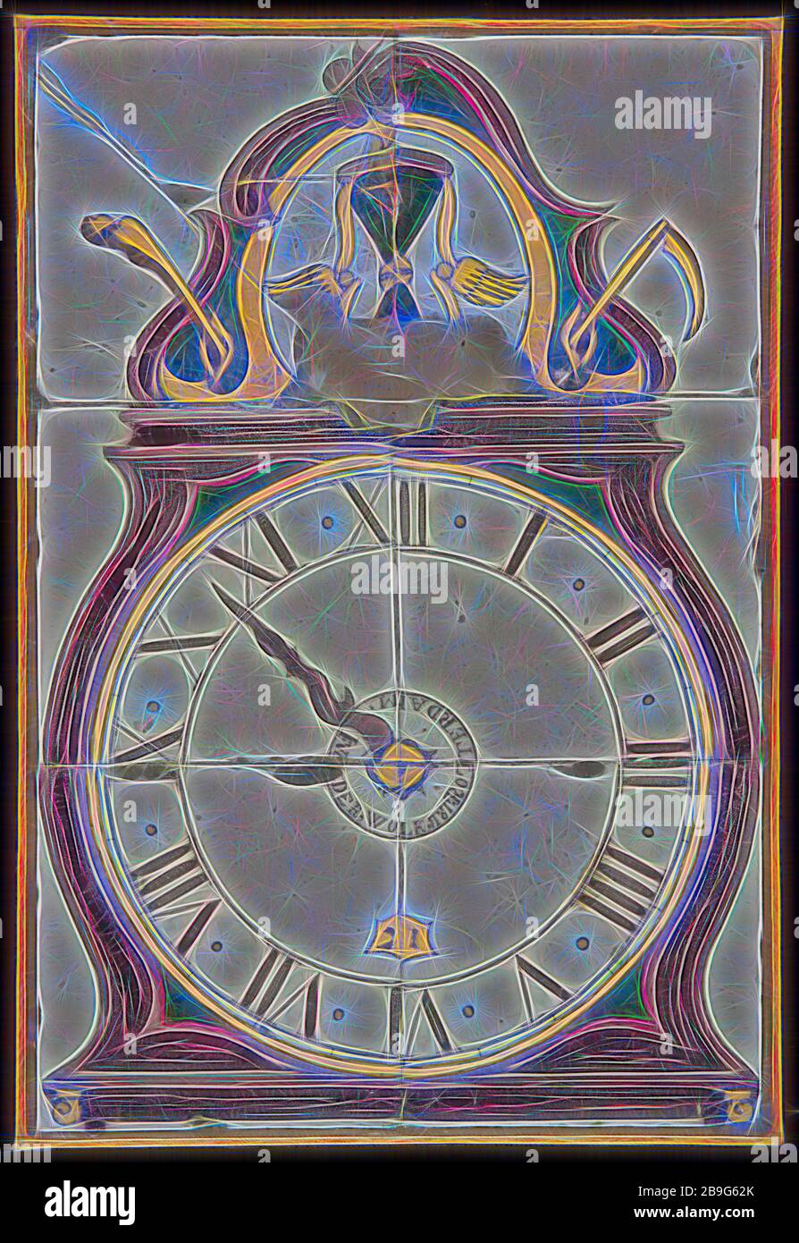 Johannes van der Wolk (1748 1843), Tile panel with pendulum clock